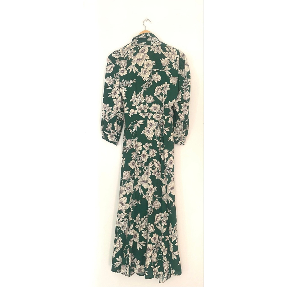 ZARA Green White Floral Midi Dress bloggers favourite S - Picture 2 of 8